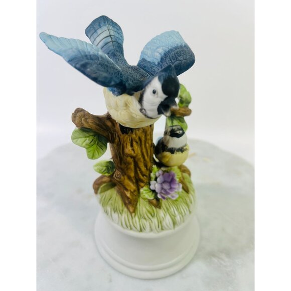 Vtg Royal Crown Porcelain Figurine Blue Jay Bird & Baby Musical Theme Love Story - Picture 3 of 9